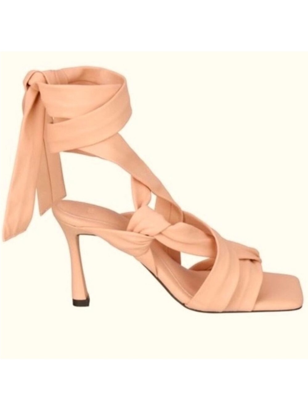 Zara Studio Collection 9 Minimalist Heels Nude 40 Leather Strap Sandals LIMITED